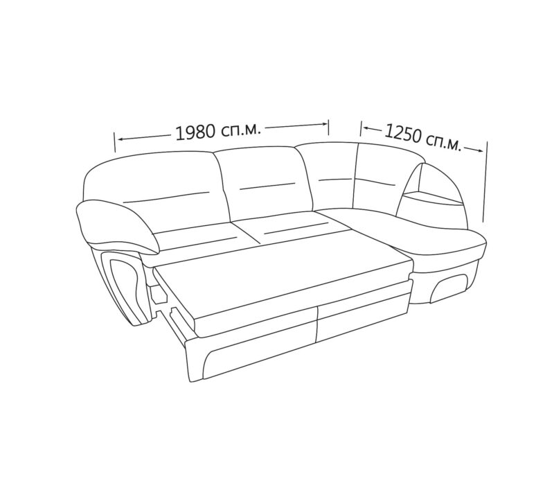 Кутовий диван Лаура з отоманкою (довгий бік)