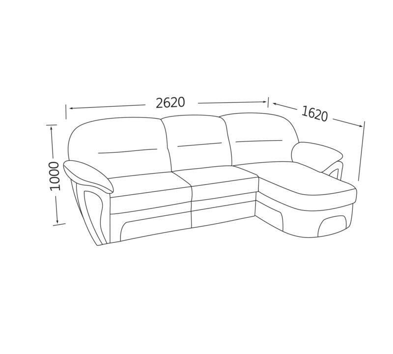 Кутовий диван Лаура з отоманкою (довгий бік)